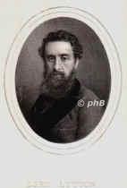 Lytton, Lord,   - , , , [ in Bearbeitung ], Portrait, LITHOGRAPHIE:, M. W. lith.