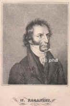 Paganini, Niccolo, 1784 - 1840, Genua, Nizza, Italienischer Komponist, Violinist., Portrait, LITHOGRAPHIE:, Oehme & Müller [in Braunschweig] lith. [um 1825]