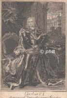 DEUTSCHES REICH, HL.RÖM.: Karl VI., röm.-deutscher Kaiser, 1685 - 1740, Wien, Wien, Regent 1711–40, Dynastie Habsburg. Jüngster Sohn von Kaiser Leopold I. (1640–1705) aus 3. Ehe mit Pfalzgräfin Eleonora Magdalena von Neuburg (1655–1720); vermählt 1708 mit Elisabeth Christine von Braunschweig–Wolfenbüttel (1691–1750). – 1711 als Karel II. König von Böhmen und Ungarn (als Károly III.). Folgte 1711 seinem älteren Bruder Joseph I. als Kaiser. Vater der Kaiserin Maria Theresia., Portrait, KUPFERSTICH:, J. M. Bernigeroth del et sc. 1740.