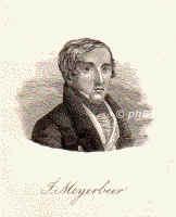 Meyerbeer, Giacomo, (ursprngl. Jacob Meyer Beer), 1791 - 1864, Berlin, Paris (in Berlin beerdigt), Opernkomponist, Pianist. Darmstadt, Venedig, Paris, 1842 Generalmusikdirektor in Berlin., Portrait, RADIERUNG:, schwedisch,  um 1830