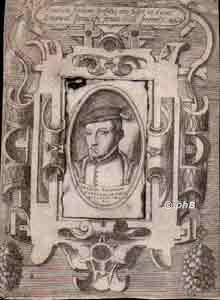 PORTUGAL: Johann (Joao) Manuel, kgl. Prinz von Portugal, 1537 - 1554, Evora , Lissabon, Fnfter Sohn von Knig Joao III. (15021557) u. Kaiser Karls V. Schwester Catharina (15071578); vermhlt 1552 mit Juana von Habsburg (15371573), Tochter Karls V.   Starb (wie alle seine 4 Brder) vor dem Vater. Sein einziger Sohn Sebastiao (15541578) wird Nachfolger von Knig Joao III., Portrait, KUPFERSTICH von 2 Platten gedruckt:, Monogrammist: CCF (ECF, EEF ?) [16. Jh.]