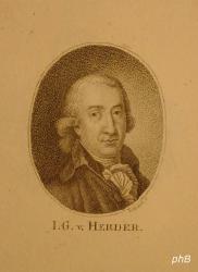 Herder, Johann Gottfried von, 1744 - 1803, Mohrungen Ostpreuen, Weimar, Philosoph, Dichter. Knigsberg, Riga, Straburg, 1771 Hofprediger in Bckeburg, 1776 Hofprediger und Generalsuperintendent in Weimar., Portrait, , Gottschick sc. 