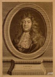 Louvois, Francois-Michel Le Tellier, seigneur de Chaville, marquis de, 1641 - 1691, Paris, Versailles, Franzsischer Staatsmann. Sohn u. seit 1662 Mitarbeiter von Michel Le Tellier (160385), 1668 Kriegsminister Ludwigs XIV.  Reformer u. Reorganisator des franz. Heerwesens. Hauptverantwortlicher fr die Durchfhrung der Runions im Elsa, des berfalls auf Straburg 1681, der Dragonaden gegen die Hugenotten, der Verwstung der Pfalz. [> Le Tellier], Portrait, , (Landry sc. ?) 1782