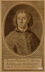 Alsace, Thomas Philippe d'Alsace-Boussu d'Hnin-Litard, gen. cardinal d', 1679 - 1759, Brssel, Mecheln, Belgischer Kirchenfrst. 1716-59 Erzbischof von Mecheln (Belgien). 1719 Kardinal. Bekmpfte den Jansenismus., Portrait, , (Bernigeroth sc.).