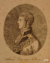 SPANIEN: Ferdinand (Fernando) VII., Knig von Spanien, 1784 - 1833, San Ildefonso, Madrid, Regent 1808 u. 181433. ltester berlebender Sohn von Knig Karl IV. (17481819) u. Maria Luisa von BourbonParma (17511819); vermhlt 1) 1802 mit Maria Antonia (17841806), Tochter von Ferdinand I. von Sizilien; 2) 1816 mit Infantin Maria Isabella (17971818), Tochter von Johann VI. von Portugal; 3) 1819 mit Josepha von Sachsen (18031829), Tochter von Prinz Maximilian; 4) 1829 mit Marie Christine (18061878), Tochter von Franz I., Knig beider Sizilien., Portrait, , ohne Adresse