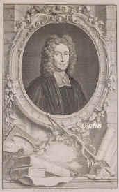 Clarke, Samuel (d.J.), 1675 - 1729, Norwich, Leicester, Engl. anglikan. Theologe, Mathematiker und Physiker. Rektor von St. James in Westminster. 1706 Kaplan der Queen Anne. Befreundet mit Isaac Newton, übersetzte die 