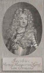 Ormond, James Duke of, 1665 - 1745, Dublin, , Englischer General. Lord-Statthalter in Irland, 1712 in den Niederlanden., Portrait, KUPFERSTICH:, 