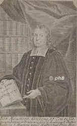 Goeze, Johann Melchior d.., 1658 - 1727, , , Lutherischer Theologe. Pastor an St. Martini, Scholarch und herzogl. braunschweigischer wie auch sachseneisenachischer Kirchenrat in Halberstadt.  Grovater von Johann Melchior Goeze d.J. (171786)., Portrait, KUPFERSTICH:, [Martin Bernigeroth sc.]