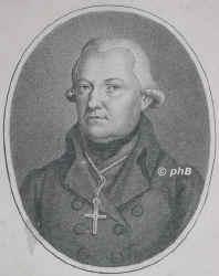 Prechtl, Maximilian, 1757 - 1832, Hahnbach bei Amberg, Amberg, Benediktiner zu Michaelfeld in der Oberpfalz, 1781 Priester, Archivar im Kloster Michelfeld, 1794 Rektor des Lyceums in Amberg, 1800 Abt zu Michelfeld, Gelehrter, Ireniker., Portrait, PUNKTIERSTICH:, Stecher unbekannt