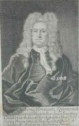 Kemmerich, Dietrich Herman, 1677 - 1745, Apenburg bei Salzwedel, Jena, Jurist, 1706 Professor an der Ritterakademie in Erlangen, 1717 Direktor der Ritterakademie in Brandenburg, 1719 Professor in Wittenberg, 1736 in Jena., Portrait, KUPFERSTICH:, [Bernigeroth sc.?]