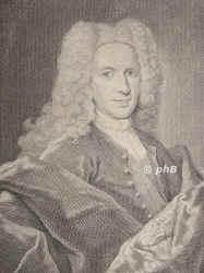 Leyser, Augustin Freiherr von, 1683 - 1752, Wittenberg, Wittenberg, Jurist, Herr auf Nudersdorf. 1712 Prof. in Helmstedt, 1717 zugl. Hofgerichtsassessor in Wolfenbttel, 1729 Prof. in Wittenberg., Portrait, KUPFERSTICH:, Rosbach sc.