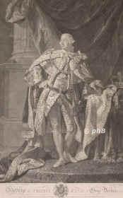 BRAUNSCHWEIG-LNEBURG: Georg III., Knig von Grobritannien und Irland, Kurfrst (1814 Knig) von Hannover, Herzog von Braunschweig-Lneburg, 1738 - 1820, Norfolk House, Windsor Castle, Regent 17601820, als Knig von Hannover 181420. ltester Sohn von Friedrich Ludwig, Prince of Wales (17071751) und Augusta von SachsenGotha (17191772); vermhlt 1761 mit Sophie Charlotte von MecklenburgStrelitz (17441818), jngste Tochter von Herzog Karl.  Folgte 1760 seinem Grovater Georg II. auf dem Thron. Blind seit 1811.  Fhrte den Krieg gegen die amerikanischen Kolonien, der 1783 deren Unabhngigkeit zur Folge hatte. Seit 1811 im Wahnsinn im Palast zu Windsor eingeschlossen. [> ENGLAND: George III., Portrait, KUPFERSTICH:, Allan Ramsay pinx.   W. Wynne Ryland sc. 1769.