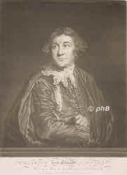 Garrick, David, 1716 - 1779, Hereford, bei London, Englischer Schauspieler, Theaterdirektor und dramatischer Dichter, ursprnglich Weinhndler. Debutierte 1741 in Ipswich, 1742 u. 1745/46 in Dublin, 174776 Eigentmer des Drury Lane Theatre in London.   Berhmt fr seine Darstellung von Shakespeare-Charakteren., Portrait, MEZZOTINTO:, J. Reynolds pinx.   J. Finlayson fec.