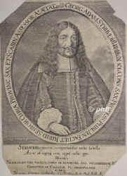 Struve, Georg Adam, 1619 - 1692, Magdeburg, , Jurist. Halle, 1646 Prof. in Jena, 1661 Rat d. Stadt Braunschweig, 1667 Weimar, 1674 Prs. und Ordinarius d. Juristenkollegiums in Jena, 1680 Dir. d. Steuerwesens, 1691 Hessen-Darmstdtischer Geh. Rat., Portrait, KUPFERSTICH:, Joh. Drr ad viv. del. et sc. [1663]