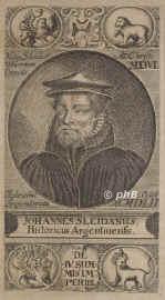 Sleidanus, Johannes (eig. Philippson), 1506 - 1556, Schleiden an der Eifel, Straburg [an der Pest], Historiker der Reformationsgeschichte, Diplomat. Straburg., Portrait, KUPFERSTICH:, ohne Adresse