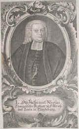 Nicolai, Otto Nathanael, 1710 - 1756, Ksseln bei Halle, Magdeburg, Evangelischer Prediger in Magdeburg, 1738 Diakon in Naumburg., Portrait, KUPFERSTICH / RADIERUNG:, ohne Adresse