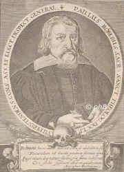 Roeber (Rber), Paul, 1587 - 1651, Wurzen, Wittenberg, Lutherischer Theologe u. Kirchenliederdichter. 1614 Archidiakon und Prediger in Halle, 1627 Professor in Wittenberg, dort spter Generalsuperintendent., Portrait, KUPFERSTICH der Zeit:, ohne Adresse