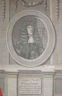 Winckelman, Johann Justus, 1620 - 1699, Giessen, Bremen, Hessischer und oldenburgischer Historiograph., Portrait, KUPFERSTICH:, J. M. B[ernigeroth] sc.