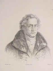 Goethe, Johann Wolfgang (1782 von), 1749 - 1832, Frankfurt am Main, Weimar, Dichter und Naturforscher, 1776 sachsenweimar. Geh.Legationsrat u. 1779 Geh.Rat u. Staatsminister., Portrait, RADIERUNG:, H. Lalaisse del.   Lemaitre dir.   Delaistre sc.   [um 1820]