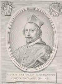 Franzoni, Giacomo,   - 1697, , , Kardinal 1658. General treasurer of the Apostolic Chamber., Portrait, KUPFERSTICH:, Gio. Batti Gaulli pinx.   A. Clouwet sc.