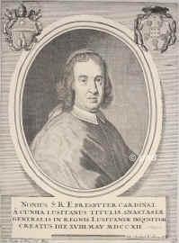 Cunha e Atide, Nuno da, 1664 - 1750, Lissabon, Lissabon, Portugies. Kirchenfrst. 1707 Generalinquisitor fr Portugal, Titular-Bischof von Targo, 1712 Kardinal., Portrait, KUPFERSTICH:, Joh. Chr. Kolb exc. [sc.]