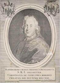 Conti, Bernardo Maria, 1664? - 1730, , , Rmischer Kirchenfrst, Benediktiner. 171020 Bischof von Terracina (ital. Provinz Rom). 1721 Kardinal. Bruder von Papst Innocent XIII., Portrait, KUPFERSTICH:, J. Chr. Kolb exc.