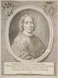 Pereira de Lacerda, Jos (Josefe), 1662 - 1738, , , Portugiesischer Kirchenfrst. 1716 Bischof von Faro (Algarve), 1719 Kardinal., Portrait, KUPFERSTICH:, Hieron. Frezza sc.