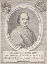 Accoramboni, Giuseppe Raimondo (lat. Joseph Raymundus Accorambonus), 1673 - 1747, , Dresden, Kathol. Theologe u. Staatsmann. Apostol. Protonotar u. Geh. Rat Knig Friedrich Augusts II. von Sachsen [=Wb]. 1728 Kardinal. Bischof von Imola. Auditor of His Holiness, consultor of the S.C. of the Holy Office [Card.cat.], Portrait, KUPFERSTICH:, Petrus Nelli del.     Gaspar Massi sc.