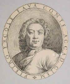 Fava, Conte Pietro Ercole, um 1720 - , , , Maler. Patrizio di Bologna e di Porzia Sega, Principe dell'Accademia Clementina., Portrait, KUPFERSTICH der Zeit:, ohne Adresse