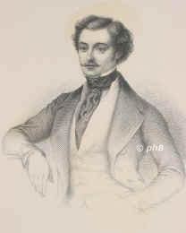 Roger, Gustav Hippol., 1815 - 1879, , , Franzsischer Tenor, gastierte nach 1850 in vielen deutschen Stdten, verlor einen Arm und wurde Gesanglehrer., Portrait, RADIERUNG:, ohne Adresse, um 1845