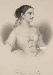 Oliva, Pepita de, 1830 - 1871, Malaga, Bordeaux [im Kindbett], Tänzerin in Berlin, Wien, München., Portrait, STAHL-RADIERUNG:, Weger u. Singer sc.