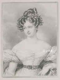 Bauer, Caroline, 1807 - 1877, Heidelberg, Zrich, Schauspielerin. Karlsruhe, Berlin, Wien, Dresden. - 1829 als Grfin Montgomery morganatisch verheiratet mit Knig Leopold I. von Belgien; 1844 verh.  mit Graf Ladislaus v. Broel-Plater., Portrait, STAHLSTICH:, Fr. Stber sc.