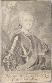 Sulkowski, Alexander Joseph Fürst, 1695 - 1762, , Lissa, Kursächs. und polnischer General und Minister., Portrait, KUPFERSTICH:, Sysang sc.
