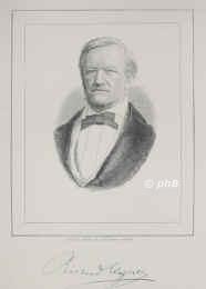 Wagner, Richard, 1813 - 1883, Leipzig, Venedig, Komponist. Leipzig, Wrzburg, Musikdirektor des Theaters in Magdeburg, Knigsberg und Riga, Dresden, Weimar, Zrich, Wien, Biebrich, Mnchen, Bayreuth., Portrait, STAHLSTICH:, A. u. Th. Weger sc.