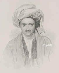 Burnes, (1839 Sir) Alexander, 1805 - 1841, Montrose (Schottland), Kabul [ermordet], Englischer politischer Beamter in Indien, Asienreisender., Portrait, STAHLSTICH:, [Duncan sc.]