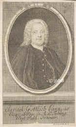 Canz (Canzius), Israel Gottlieb, 1690 - 1753, Heinsheim am Neckar, Tbingen, Philosoph und Theologe. Klosterprzeptor in Bebenhausen, Stadtpfarrer in Nrtingen, Professor in Tbingen., Portrait, KUPFERSTICH:, [Joh. Martin] Bernigeroth fil. sc. [1739]