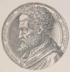 Buonarroti, Michelangelo (eig. Michelagniolo), 1475 - 1564, Caprese bei Arrezzo, Rom, Italienischer Architekt, Bildhauer und  Maler der Hochrenaissance.  > Michelangelo Buonarroti, Portrait, KUPFERSTICH:, ohne Adresse