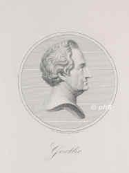 Goethe, Johann Wolfgang (1782 von), 1749 - 1832, Frankfurt am Main, Weimar, Dichter und Naturforscher, 1776 sachsenweimar. Geh.Legationsrat u. 1779 Geh.Rat u. Staatsminister., Portrait, KUPFERSTICH:, C. A. Schwerdgeburth sc.  [um 1820]