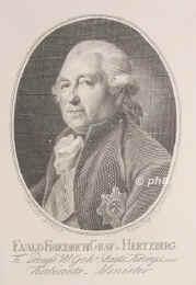 Hertzberg, Ewald Friedrich Graf von, 1725 - 1795, Lottin (Hinterpommern), Berlin, Preuischer Staatsmann unter Friedrich dem Groen, 2. Staats uns Kabinettsminister, Schriftsteller. Schlo den Teschener Frieden. Stud. in Halle., Portrait, KUPFERSTICH:, Schrder pinx.   Meno Haas sc. Berlin 1794.