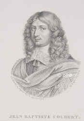 Colbert, Jean Baptiste (1658 marquis de Seignelay), 1619 - 1683, Reims, Paris, Franz. Staatsmann, bedeutendster Minister Ludwigs XIV. Bankier, 1661  Finanzminister, 1669 Marineminister (eig. Schpfer der franz. Kriegsflotte u. der berseeischen Machtstellung Frankreichs)., Portrait, PUNKTIERSTICH:, Ph. de Champaigne pinx.   Dautel sc.   B. Roger dir.