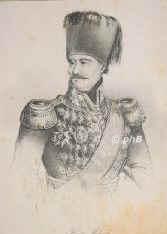 SERBIEN: Milos Obrenovic, Frst von Serbien, um 1780 - 1860, Dobrinje, Belgrad, Regent 181539 und erneut 185860. 1816 von den Trken als Oberhaupt der Serben anerkannt, 1817 von den Knesen u. der Geistlichkeit erwhlt, 1827 von der serbischen Nationalvervassung die Erblichkeit seines Hauses besttigt. Resigniert 1839 zugunsten seines Sohnes Milan, 1858 wieder auf den Thron berufen., Portrait, LITHOGRAPHIE:, Ccilie Brandt gez.