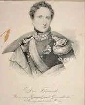 SACHSEN: Ferdinand August Franz, Prinz zu Sachsen-Coburg-Gotha, 1837 (als Ferdinand II.) Titularknig von Portugal, 1816 - 1885, Wien, Lissabon, ltester Sohn von Herzog Ferdinand von SachsenCoburgGotha (17851851) u. Antonie Prinzessin von Kohry (17971862); 1836 zweiter Gemahl von Knigin Maria II. da Gloria (18191853), nach ihrem Tod 185355 Regent fr ihren Sohn Pedro V.  In zweiter Ehe 1869 mit Elise Hensler, Grfin von Edler. [> PORTUGAL: Ferdinand II., Portrait, LITHOGRAPHIE:, Ccilie Brandt lith.