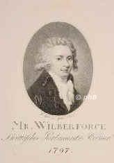 Wilberforce, William, 1759 - 1833, Hull, London, Britischer Philanthrop und Politiker. Wirkte gegen den Sklavenhandel, setzte 1792 den Beschlu durch, da der britische Negerhandel aufhren sollte (1808 Aufhebung des Sklavenhandels), wirkte in dieser Richtung auch auf dem Wiener Kongress, 1823 fordert er die vllige Emanzipation der Neger., Portrait, PUNKTIERSTICH:, Fr. Bolt sc. Berlin 1795 [ ! ].