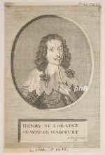 Harcourt, Henri de Lorraine, comte d', 1601 - 1666, , , Sohn von Charles de Lorraine, duc d'Elbeuf (..) u. Marguerite de Chabot, comtesse de Charny (..).  Franzsischer General in Piemont und den spanischen Niederlanden, Oberstallmeister (Grand cuyer), Gouverneur von Anjou., Portrait, RADIERUNG:, W. Jonckman fec.