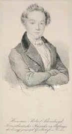 Schomburgk, (1845 Sir) Robert Hermann, 1804 - 1865, Freyburg an der Unstrut, Schneberg (Berlin), Deutscher Kaufmann in Westindien, 1834-39 Forschungsreisender in Britisch-Guayana, 1848 englischer. Konsul in der Dominikanischen Republik (Haiti), 185764 Generalkonsul in Bangkok.  1845 Mitglied der Leopoldina., Portrait, LITHOGRAPHIE:, Ccilie Brandt gez.