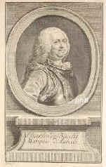 Baschi (Bacchi), Marquis d'Aubais, Charles de, 1686 - 1777, , , Französischer Geograph und Historiker., Portrait, KUPFERSTICH:, Sysang sc.