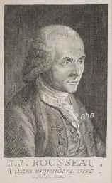 Rousseau, Jean-Jacques, 1712 - 1778, Genf, Ermenonville bei Senlis, Philosoph, Komponist, Dichter, Botaniker., Portrait, KUPFERSTICH / RADIERUNG:, Weissenhahn sc. Mon.