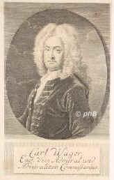 Wager, Carl, 1666 - 1743, , , Englischer Admiralitäts-Commissar., Portrait, KUPFERSTICH der Zeit:, ohne Adresse