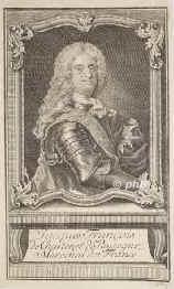 Puysgur, Jacques-Francois de Chastenet, marquis de, 1656 - 1743, Paris, Paris, Franzs. Militr u. Staatsmann. 1700 Gesandter bei Kln, 1702 marchal de camp, 1734 Marschall von Frankreich., Portrait, KUPFERSTICH:, Sysang sc.