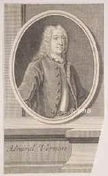 Vernon, Edward, 1684 - 1757, , , Englischer Admiral., Portrait, KUPFERSTICH der Zeit:, ohne Adresse
